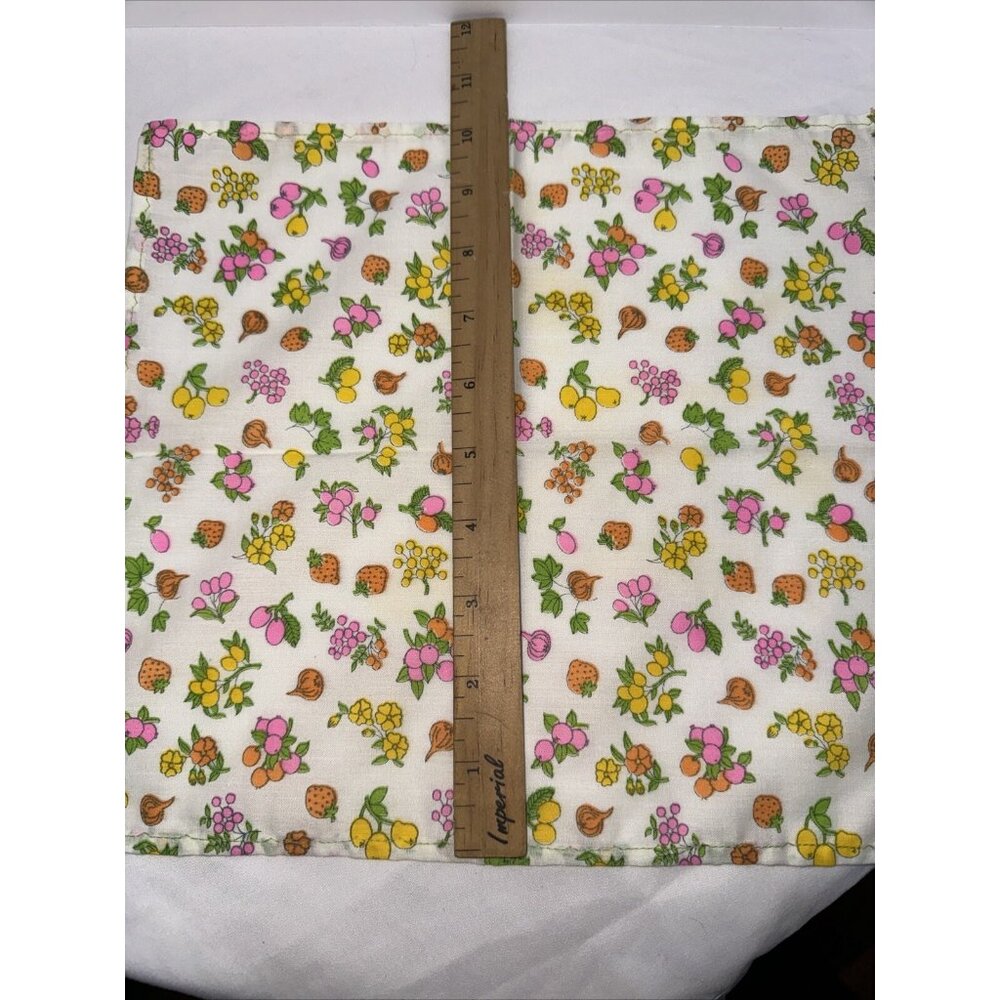 Vintage MCM Bright Fruits Vegetables Cloth Napkin Set Of 6 Handmade Retro Kitsch - Picture 11 of 12